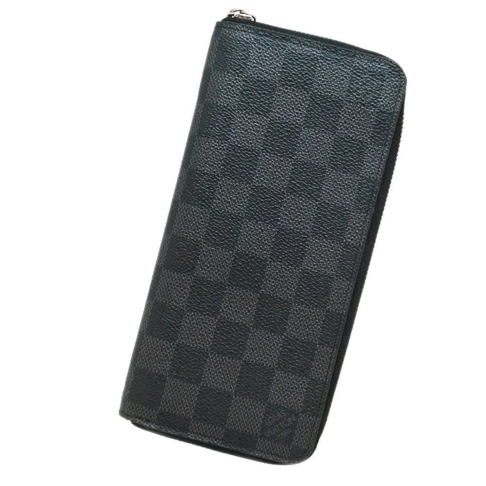 Louis Vuitton Zippy Wallet Vertical Damier Canvas Leather Graphite Black
